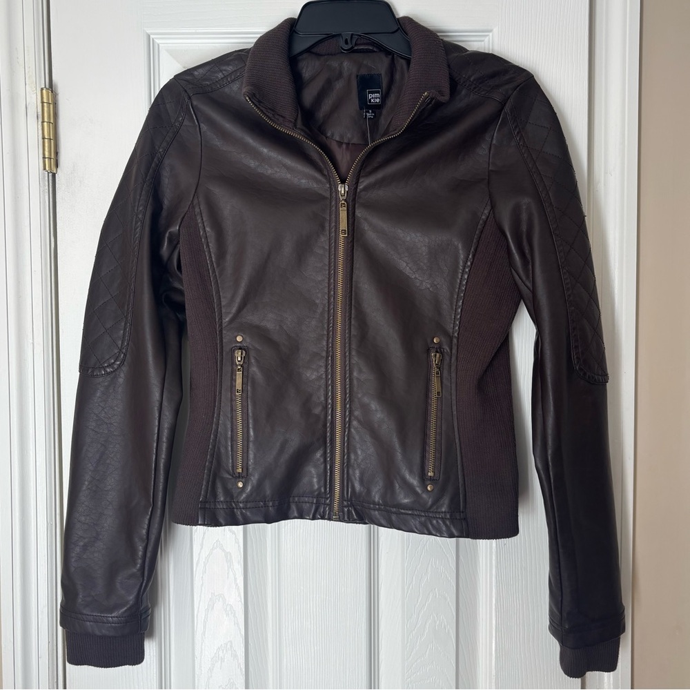 Brown Faux Leather Jacket